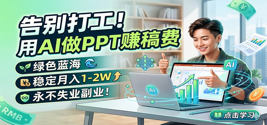 告别打工！用AI做PPT赚稿费，绿色蓝海，稳定月入1-2W，永不失业副业！-校睿铺