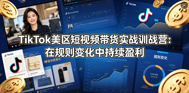 TikTok美区短视频带货实战训战营：在规则变化中持续盈利-校睿铺