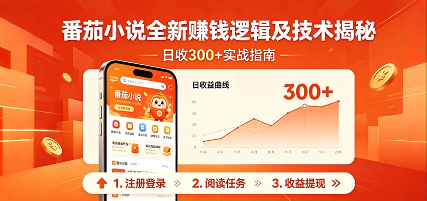 番茄小说全新赚钱逻辑及技术日收300+，小白新书皆可做！无脑赚就行了！-校睿铺