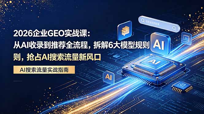 2026 企业GEO实战课：从AI收录到推荐全流程，拆解6大模型规则，抢占 AI 搜索流量新风口-校睿铺
