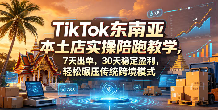 TikTok东南亚本土店实操陪跑教学，7天出单，30天稳定盈利，轻松碾压传统跨境模式-校睿铺