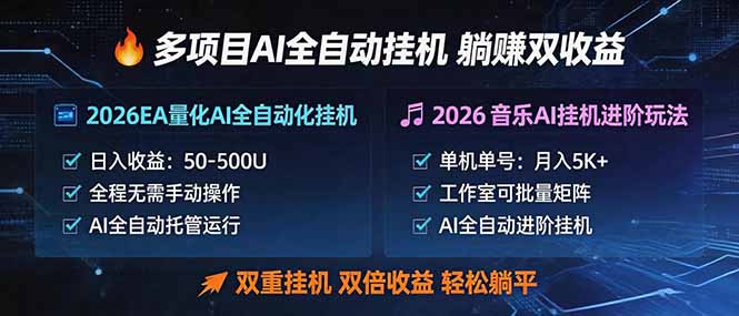 多项目AI自动挂机玩法：双重挂机，双倍收益，轻松躺平-校睿铺