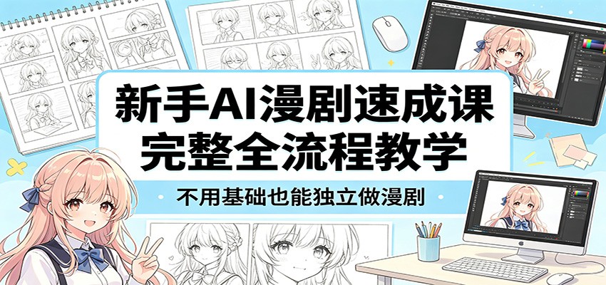 新手AI漫剧速成课：完整全流程教学，不用基础也能独立做漫剧-校睿铺