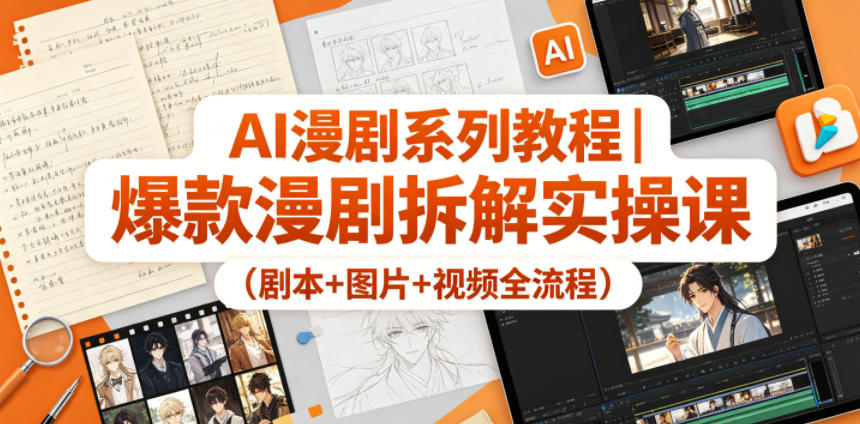 AI漫剧系列教程｜爆款漫剧拆解实操课(剧本+图片+视频全流程)-校睿铺