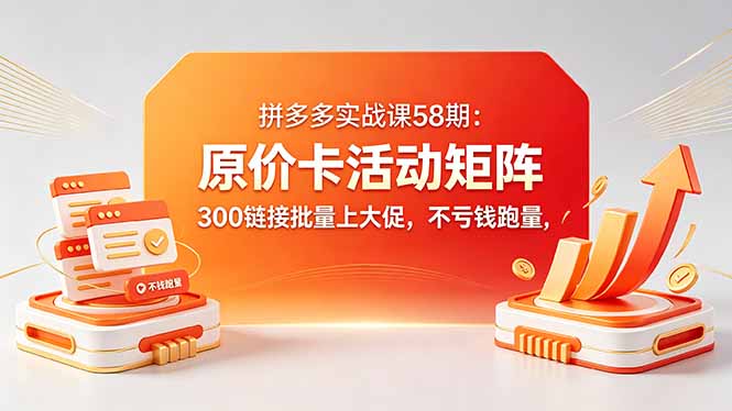 拼多多实战课58期：原价卡活动矩阵，300链接批量上大促，不亏钱跑量-校睿铺
