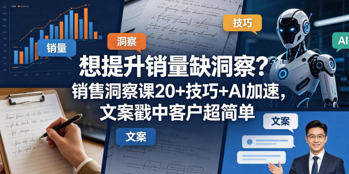 想提升销量缺洞察？销售洞察课20+技巧+AI加速，文案戳中客户超简单【原创双语字幕】-校睿铺