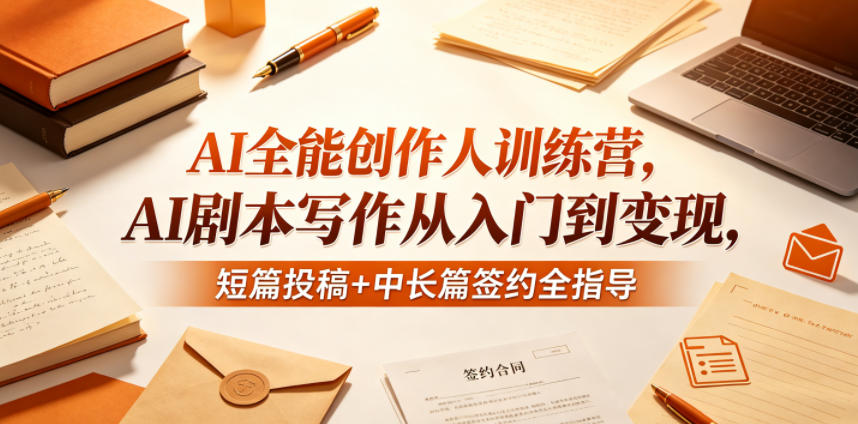 AI全能创作人训练营，AI剧本写作从入门到变现，短篇投稿+中长篇签约全指导-校睿铺