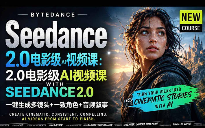 字节跳动的Seedance 2.0 AI电影视频生成制作教程，一键生成多镜头+一致角色+音频叙事-中英字幕-校睿铺