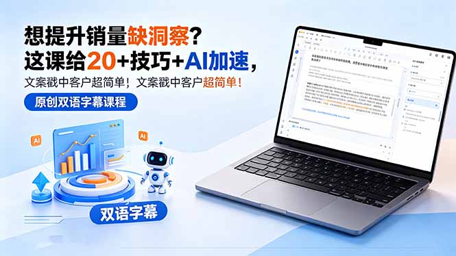 想提升销量缺洞察？这课给 20 + 技巧 + AI 加速，文案戳中客户超简单！【原创双语字幕】-校睿铺