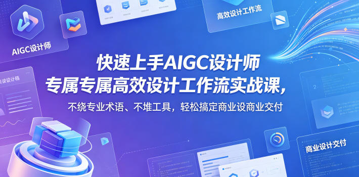 快速上手AIGC设计师专属高效设计工作流实战课，不绕专业术语、不堆工具，轻松搞定商业设计交付-校睿铺