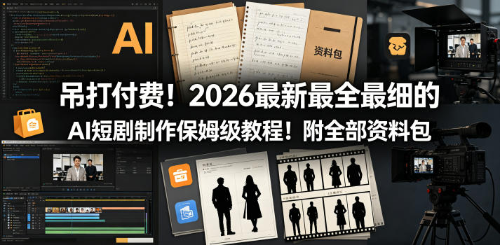 吊打付费！2026最新最全最细的AI短剧制作保姆级教程！附全部资料包-校睿铺