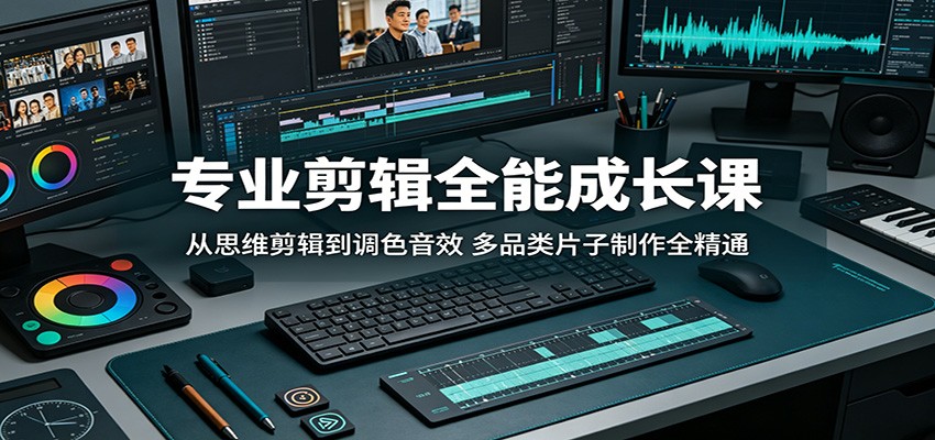 专业剪辑全能成长课：从思维剪辑到调色音效，多品类片子制作全精通-校睿铺
