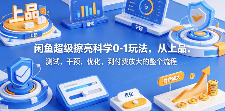 闲鱼超级擦亮科学0-1玩法，从上品，测试，干预，优化，到付费放大的整个流程-校睿铺