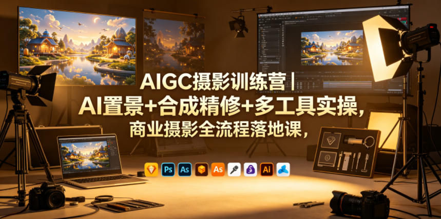 AIGC摄影训练营｜AI置景+合成精修+多工具实操，商业摄影全流程落地课-校睿铺