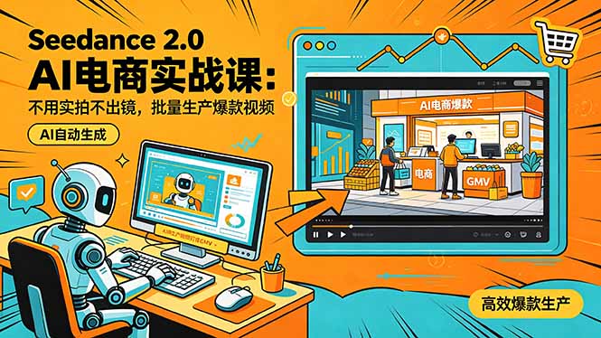 Seedance 2.0 AI电商实战课：不用实拍不出镜，批量生产爆款视频打爆GMV-校睿铺