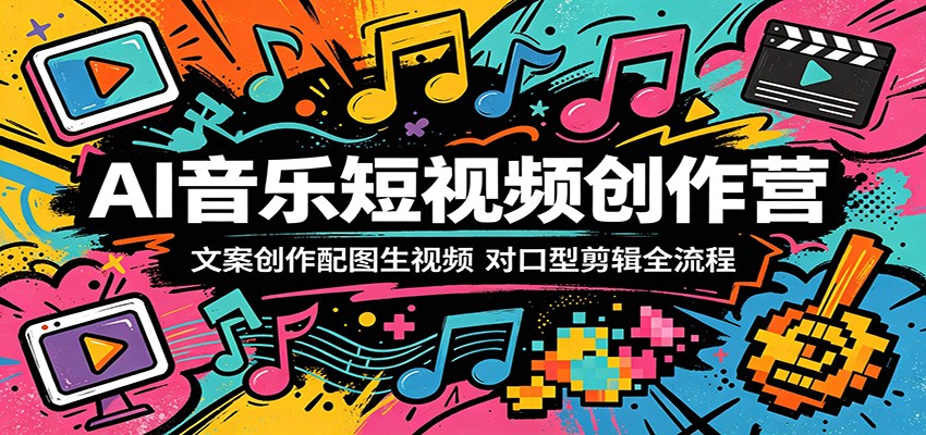 AI音乐短视频创作营：文案创作配图生视频，对口型剪辑全流程-校睿铺