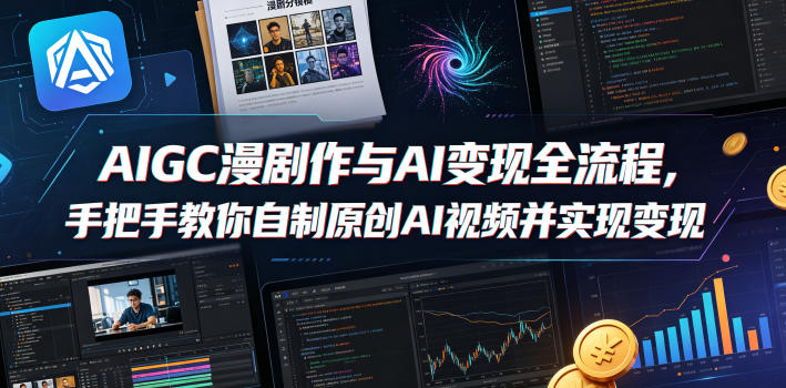 AIGC漫剧创作与AI变现全流程，手把手教你自制原创AI视频并实现变现-校睿铺