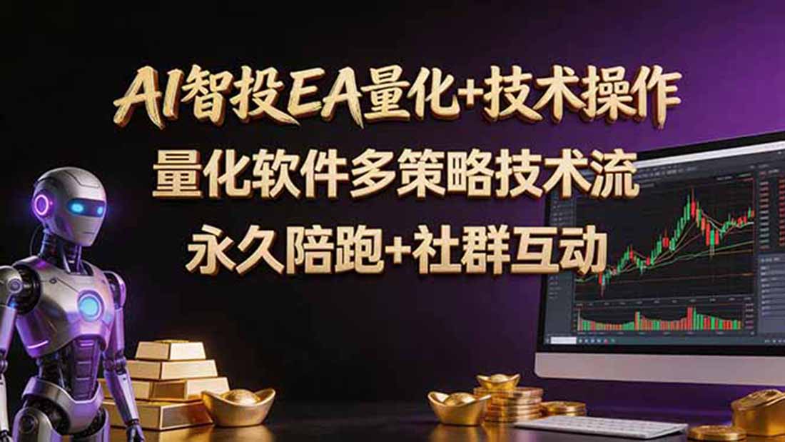AI智投EA量化操作技术训练营，软件自动操作，简单学习轻松上入手日入30-100U-校睿铺