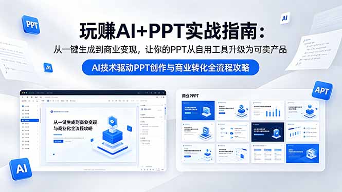 玩赚AI+PPT实战指南-更新5月13：从一键生成到商业变现，让你的PPT从自用工具升级为可卖产品-校睿铺
