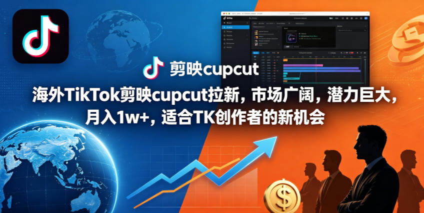 海外TikTok剪映cupcut拉新，市场广阔，潜力巨大，月入1w+，适合TK创作者的新机会-校睿铺