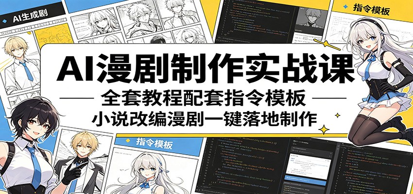 AI漫剧制作实战课：全套教程配套指令模板，小说改编漫剧一键落地制作-校睿铺