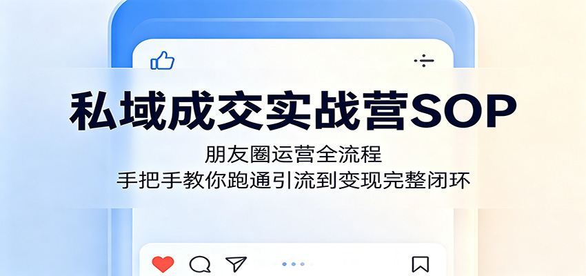 私域成交实战营SOP：朋友圈运营全流程，手把手教你跑通引流到变现完整闭环-校睿铺