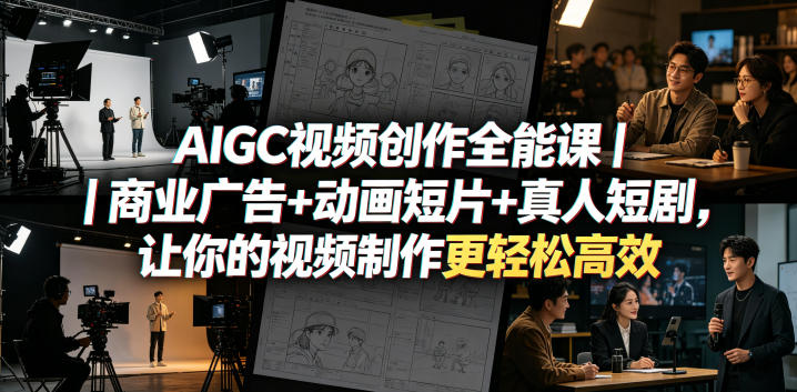 AIGC视频创作全能课｜商业广告+动画短片+真人短剧，让你的视频制作更轻松高效-校睿铺