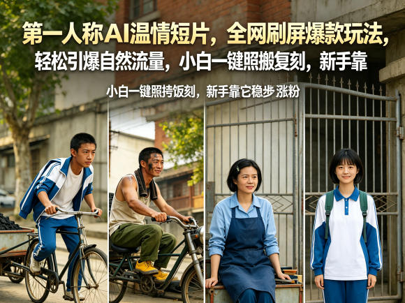 第一人称AI温情短片，全网刷屏爆款玩法，轻松引爆自然流量，小白一键照搬复刻，新手靠它稳步涨粉-校睿铺