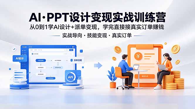 AI·PPT设计变现实战训练营，从0到1学AI设计+派单变现，学完直接接真实订单赚钱-校睿铺