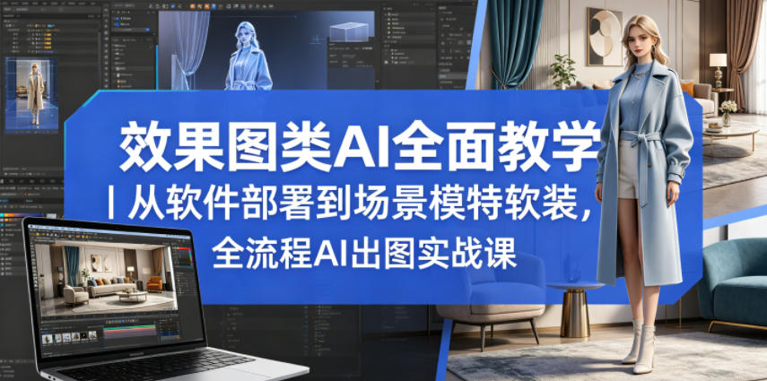 效果图类AI全面教学｜从软件部署到场景模特软装，全流程AI出图实战课-校睿铺