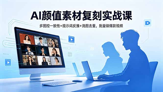 AI颜值素材复刻实战课，多图控一致性+提示词反推+洗图去重，批量做爆款视频-校睿铺