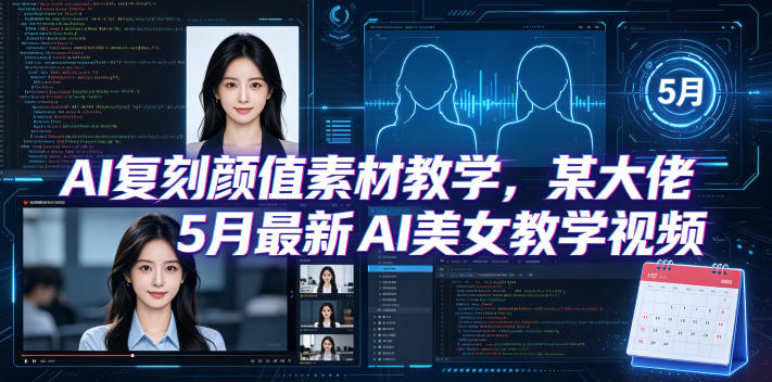 AI复刻颜值素材教学，某大佬5月最新AI美女教学视频，内含4月好物复刻教学-校睿铺