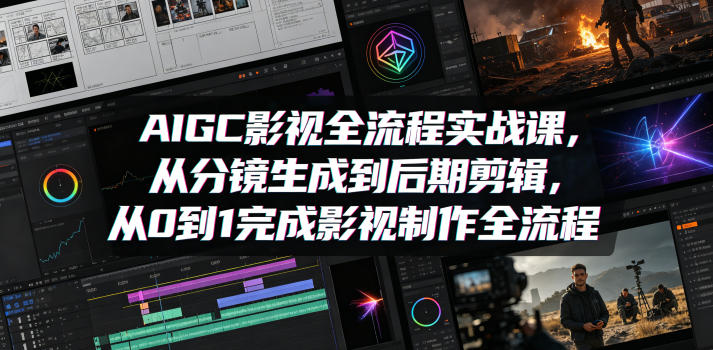 AIGC影视全流程实战课，从分镜生成到后期剪辑，从0到1完成影视制作全流程-校睿铺