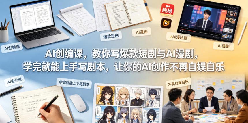 AI创编课，教你写爆款短剧与AI漫剧，学完就能上手写剧本，让你的AI创作不再自娱自乐-校睿铺