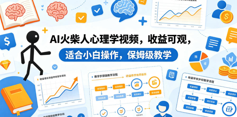 AI火柴人心理学视频，收益可观，适合小白操作，保姆级教学-校睿铺