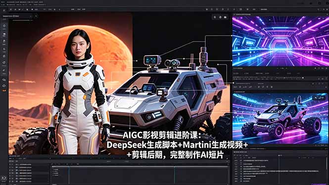 AIGC影视剪辑进阶课：DeepSeek生成脚本+Martini生成视频+剪辑后期，完整制作AI短片-校睿铺