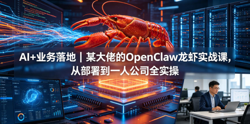 AI+业务落地｜某大佬的OpenClaw小龙虾实战课，从部署到一人公司全实操-校睿铺