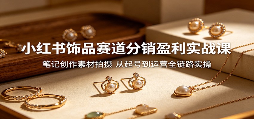 小红书饰品赛道分销盈利实战课：笔记创作素材拍摄，从起号到运营全链路实操-校睿铺