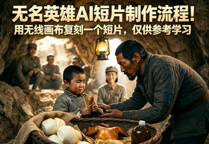 无名英雄AI短片制作流程！用无线画布复刻一个短片，仅供参考学习-校睿铺