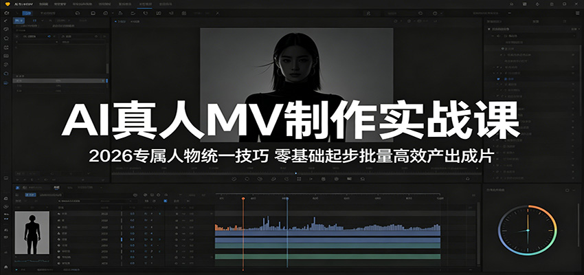 AI真人MV制作实战课：2026专属人物统一技巧，零基础起步批量高效产出成片-校睿铺