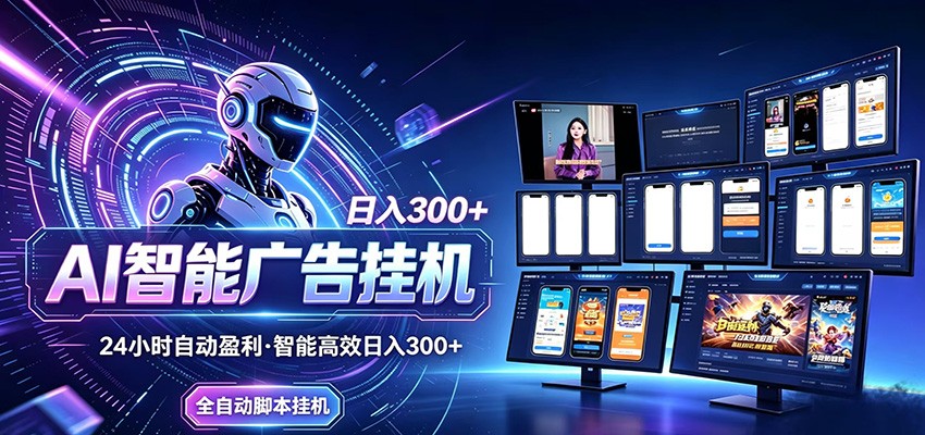 Ai智能广告挂机，别再瞎折腾了，新手当天见钱，告别频繁换项目的烦恼-校睿铺