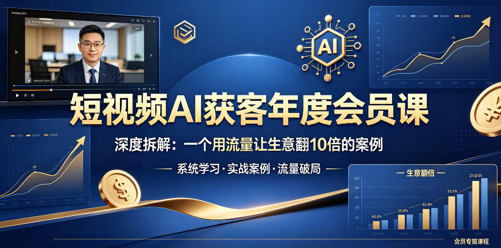 短视频AI获客年度会员课，深度拆解，一个用流量让生意翻10倍的案例-校睿铺