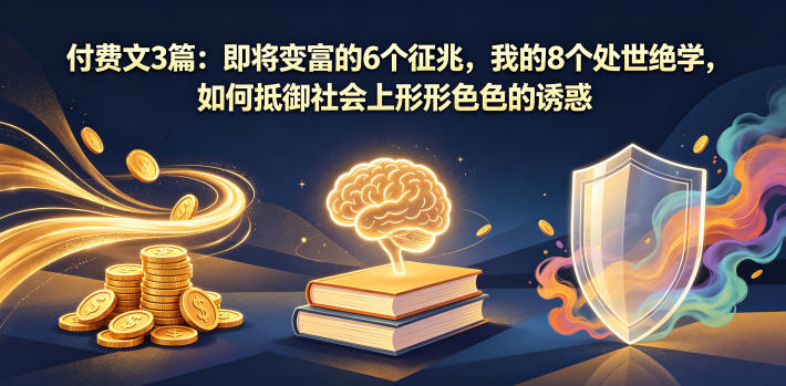付费文3篇：即将变富的6个征兆，我的8个处世绝学，如何抵御社会上形形色色的诱惑-校睿铺