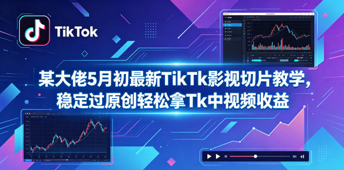 某大佬5月初最新TikTk影视切片教学，稳定过原创轻松拿Tk中视频收益-校睿铺