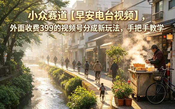 小众赛道【早安电台视频】，外面收费399的视频号分成新玩法，手把手教学-校睿铺