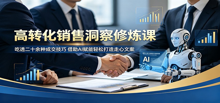 高转化销售洞察修炼课：吃透二十余种成交技巧，借助AI赋能轻松打造走心文案-校睿铺