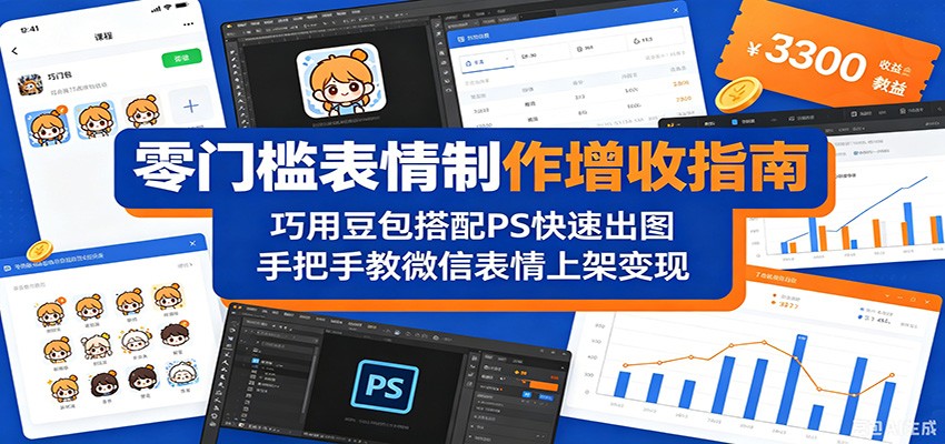 零门槛表情制作增收指南：巧用豆包搭配 PS 快速出图，手把手教微信表情上架变现-校睿铺