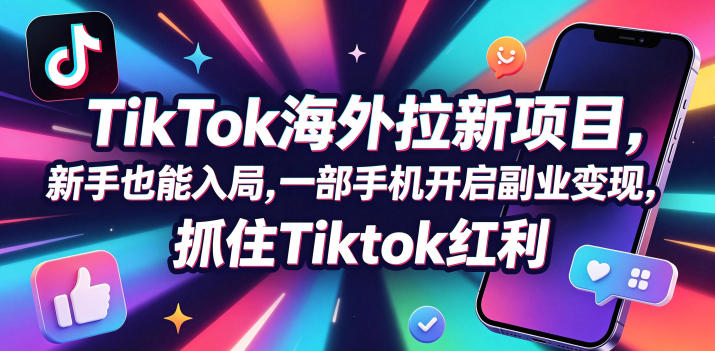 Tc联盟TikTok海外拉新项目，新手也能入局，一部手机开启副业变现，抓住Tiktok红利-校睿铺