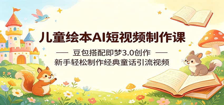 儿童绘本AI短视频制作课：豆包搭配即梦3.0创作，新手轻松制作经典童话引流视频-校睿铺