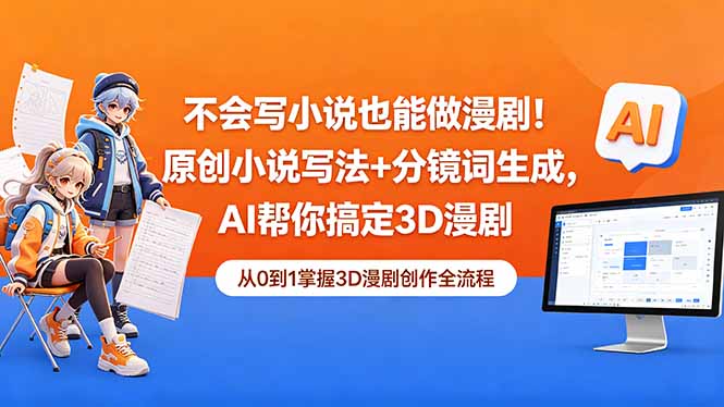 不会写小说也能做漫剧！原创小说写法+分镜词生成，AI帮你搞定3D漫剧-校睿铺
